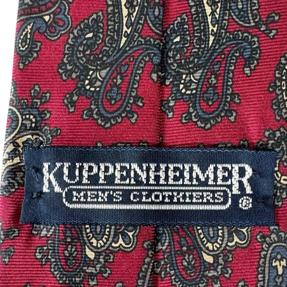 Kuppenheimer Men Paisley Neck Tie Quiet Luxury Old Money Career Professional Red